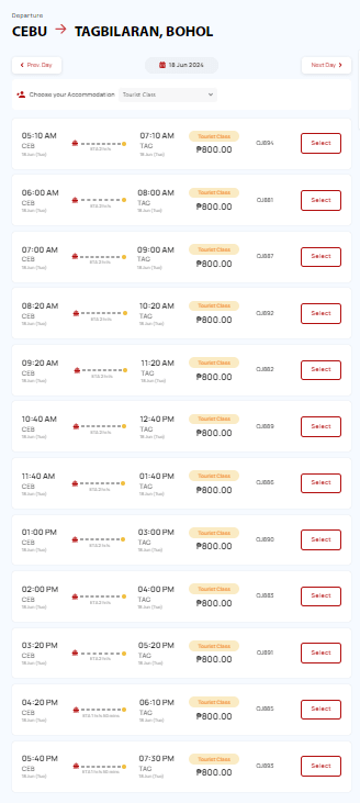 세부에서 보홀 오션젯 시간표